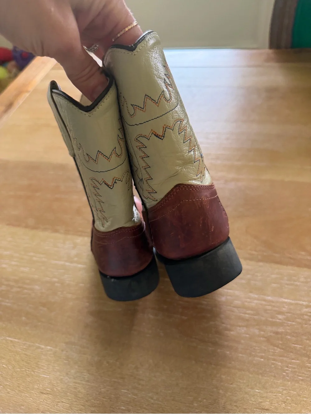 Old West Kids Two-Tone Cowboy Boots - Red and Cream